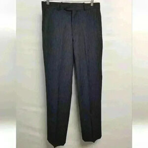 Men's Alfani Slim Fit Navy Stripe Stretch Fabric Flat Front Sz 30X32 $135.00